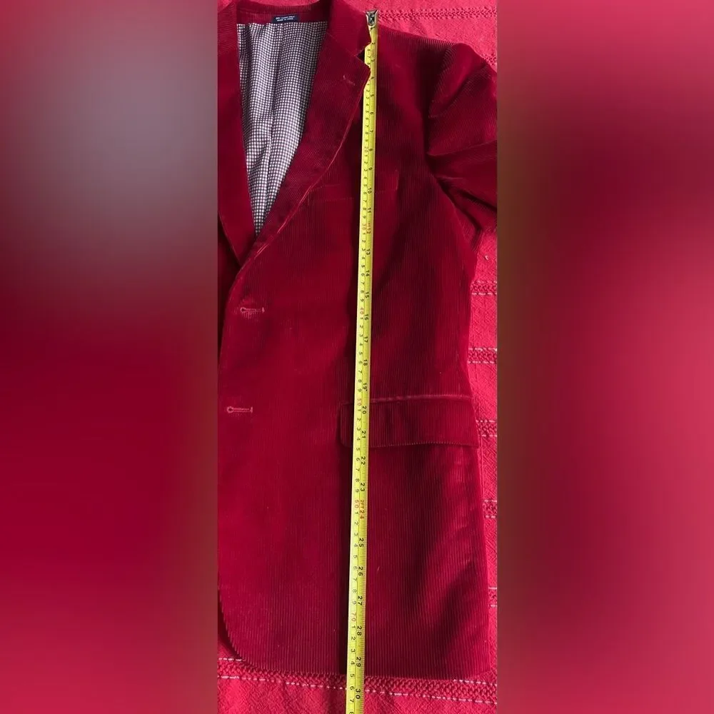 Saddlebred Corduroy Blazer Sport Coat Men Sz 40S Red Lined Pockets 2 Button NWOT